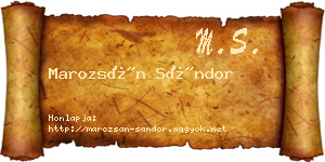 Marozsán Sándor névjegykártya